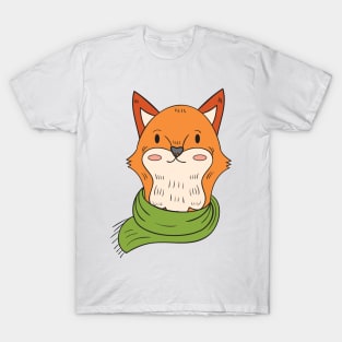 Fox Wearing Green Scarf T-Shirt